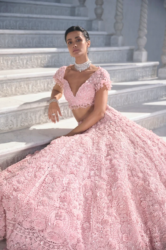 Mritsa Gota Patti Silk Lehenga Set - Red