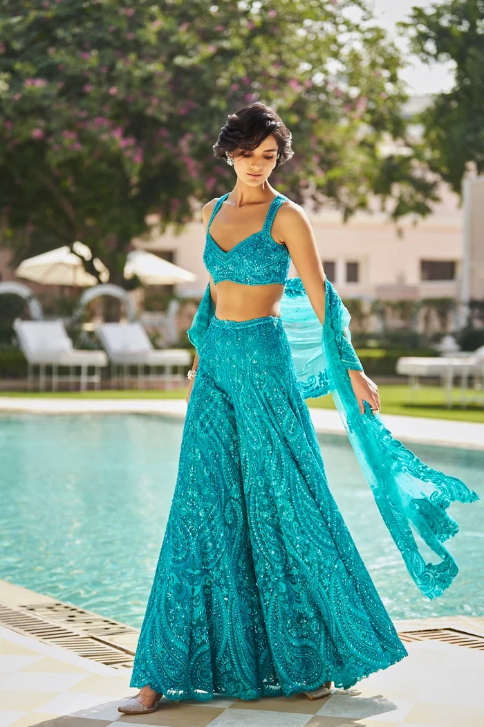 Mritsa Gota Patti Silk Lehenga Set - Red