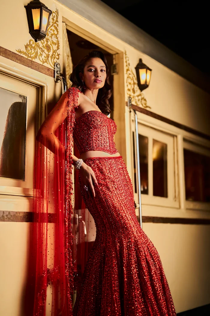 Mritsa Gota Patti Silk Lehenga Set - Red