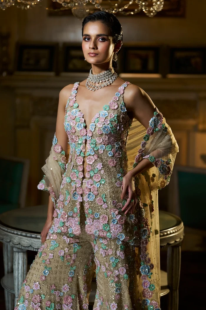 Mritsa Gota Patti Silk Lehenga Set - Red