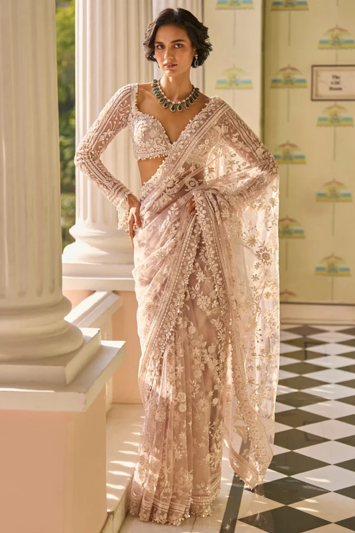 Sarasvi Gota Patti Silk Lehenga Set - Pink