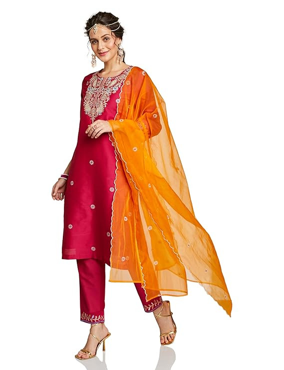 Sarasvi Gota Patti Silk Lehenga Set - Pink