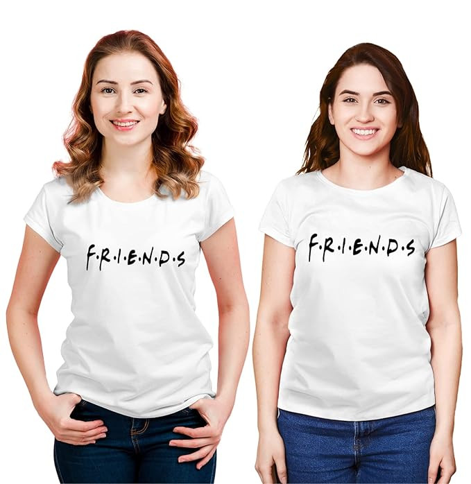 Hangout Hub Family-Friends- Women's Cotton Printed Regular Fit T-Shirts (Pack of 2) Friends