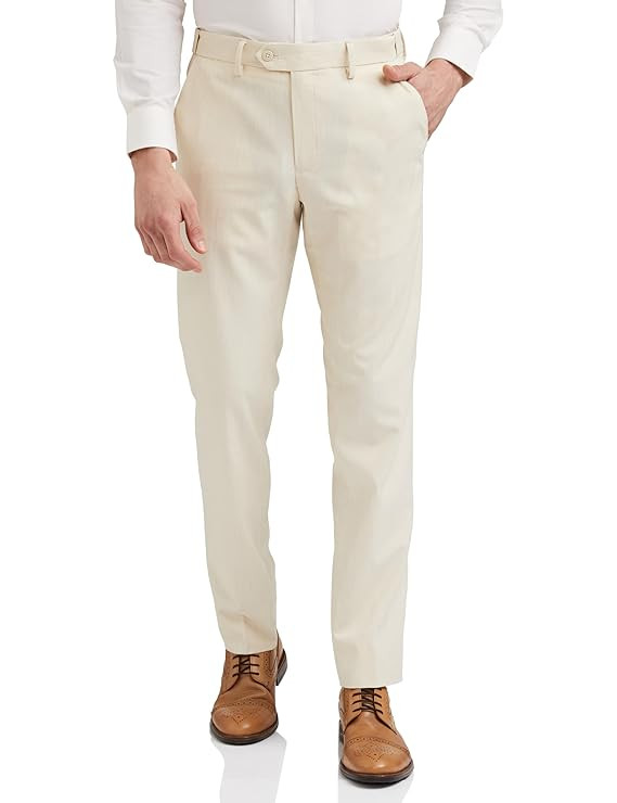 Peter England Men's Slim Fit Mid Rise Solid Formal Trouser