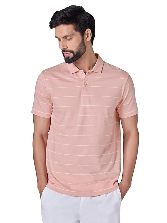 XYXX Iinea Men's Stripe Cotton T-Shirt | Polo Collor Tshirts | Half Sleeves | Stripe-Slim Fit